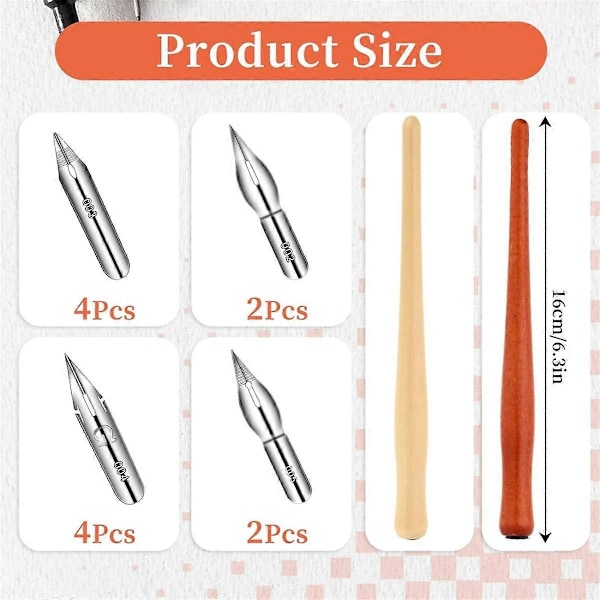 10 st Dip Pen Set Nib Penhållare Serieteckningspenna Nib Set Pen Ink Nib Kalligrafi Penna Nibs Träritning
