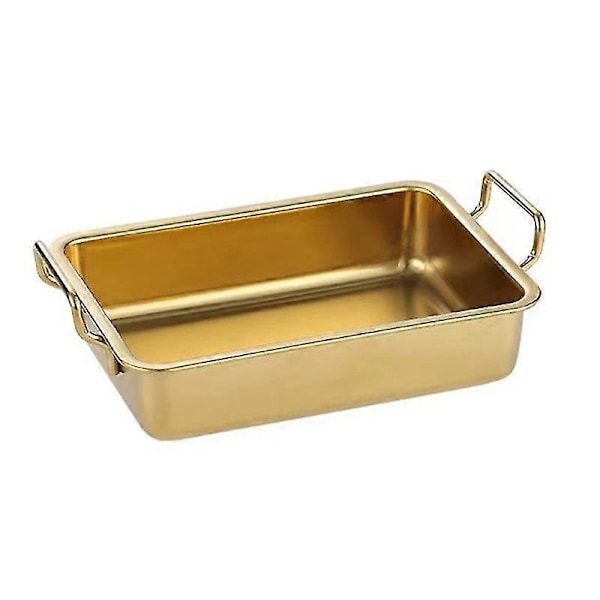304 Rostfritt Stål Kvadratisk Tallrik För Snacks Grill Dessertbricka Hemkök Matbord Tallrikar Nötter Kakan Fruktbricka Multifunktionell Förvaringstallrikar Gold With ears
