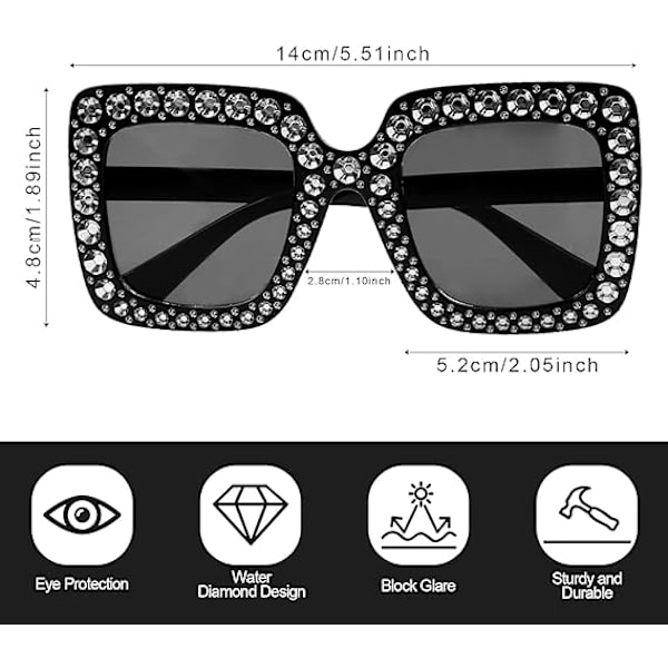 1 kpl strass-aurinkolasit neliömäiset unisex-timanttilasit