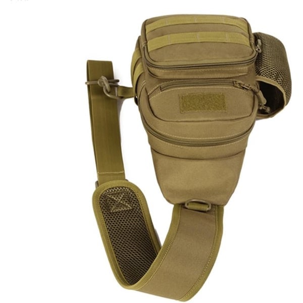 Lerret Sling Bag Ryggsekk Skulderbrystpakke for Menn Kvinner Reise Utendørs Forretningsbærbar PC Sykling Jakt Fotturer Camping Ryggsekk Dagstursekk #31khaki(nylon)