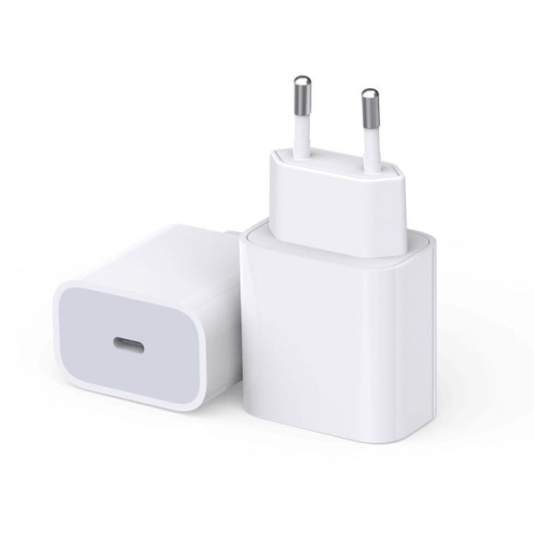 iPhone lader for Apple 11/12/13 USB-C strømadapter 20W PD Hvit Hvit