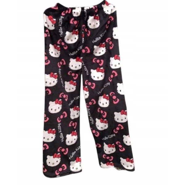 Tegneserie HelloKitty flannel pyjamas Plys og tyk isolering pyjamas til kvinder - Sort - Pink Sort - Pink XL Black - Pink XL