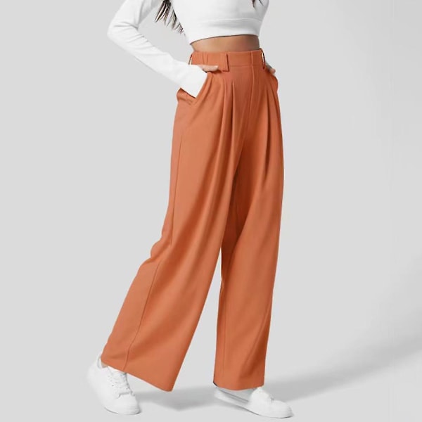 Højtaljede lige bukser til kvinder, komfortable og åndbare bukser til shopping og dating Dark Grey XL