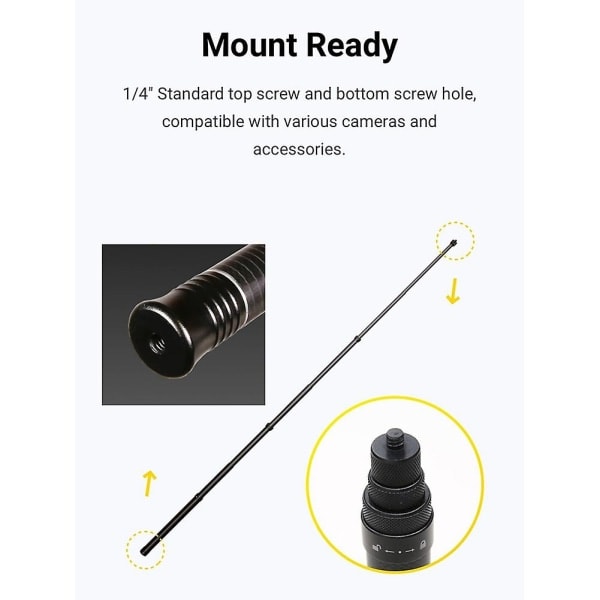 Ultra Lang Carbon Fiber Usynlig Selfie Stick Justerbar Forlængerstang til Insta360 ONE X2 / ONE R / ONE X selfie stick