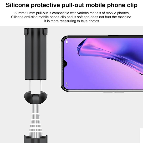 Mini Firefly Pocket Selfie Stick Bluetooth Trådløs Fjernbetjening Udtrækkelig Håndholdt Selfie Stang til iPhone Xiaomi HUAWEI VIVO Black