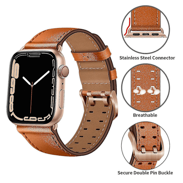 Siangot Business Læderrem Til Apple Watch Ultra 49mm 8 7 45mm 41mm Høj kvalitet Armbånd Til Iwatch 6 5 4 3 Se 38mm 40mm 42mm 44mm Brown 1 iWatch Ultra 49mm