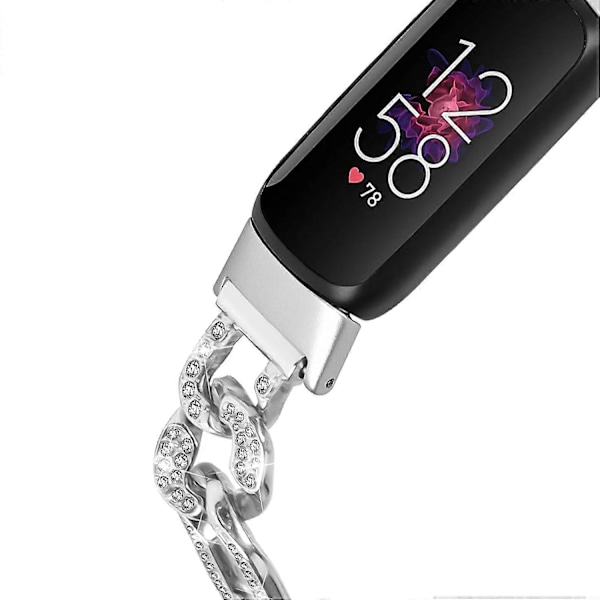 Urrem til Fitbit Luxe med Rhinestone Dekoration, Zinklegerings Metalrem Multicolor Style C
