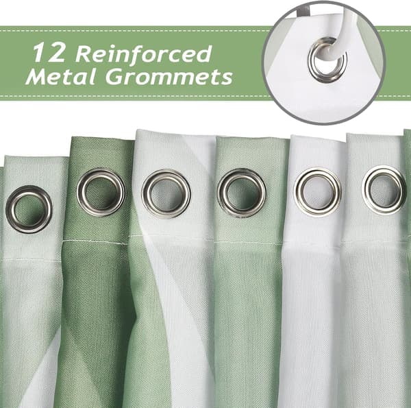 Vågformad gradient duschdraperi - modern minimalistisk stil - 180×180 cm - vattentät och mögelresistent polyester - 12 krokar ingår Grön