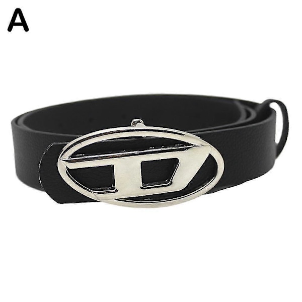Trendig D-Bokstav Bälte Tryckknappsbälte Midjeband Spänne Fashionabla Tillbehör För Kvinnor Black