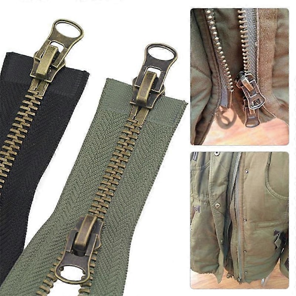 1 kpl DIY-ompelu kaksisuuntainen pitkä vetoketju avoin takki metallivetoketju kaksisuuntainen vaatetustarvike 8# army green 120cm