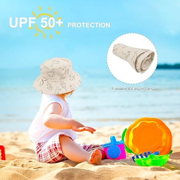 Barne Solhatt, UV-beskyttende Strandlue Barn Bucket Hat Sommerhatt for Småbarn Gutter Jenter