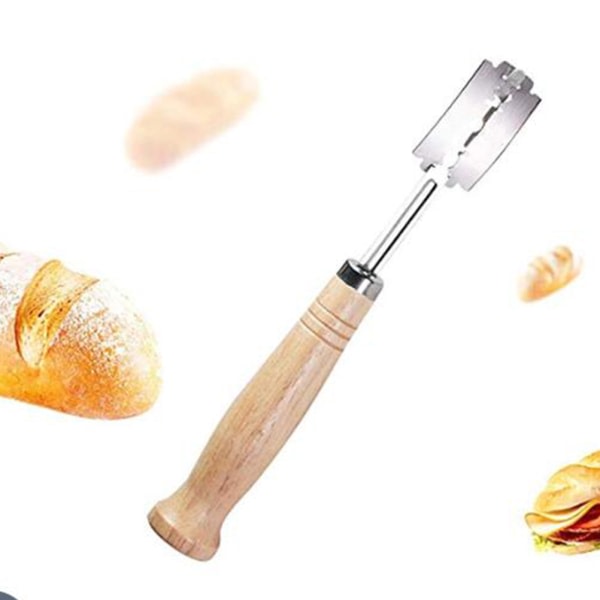 Bröd Lame med 5 blad Böjda brödknivar med cover Bakverktyg för brödmaskin
