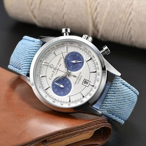 2023 Nye Carl F. Bucherer Malelon Serie Klokker Herre Quartz Klokker Chronograph Topp Rem Automatisk Datoklokke Blue
