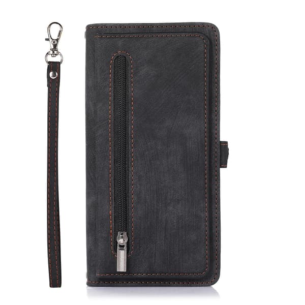 Multikort Mobiltelefon Lærveske For Iphone 15 Pro Max Black