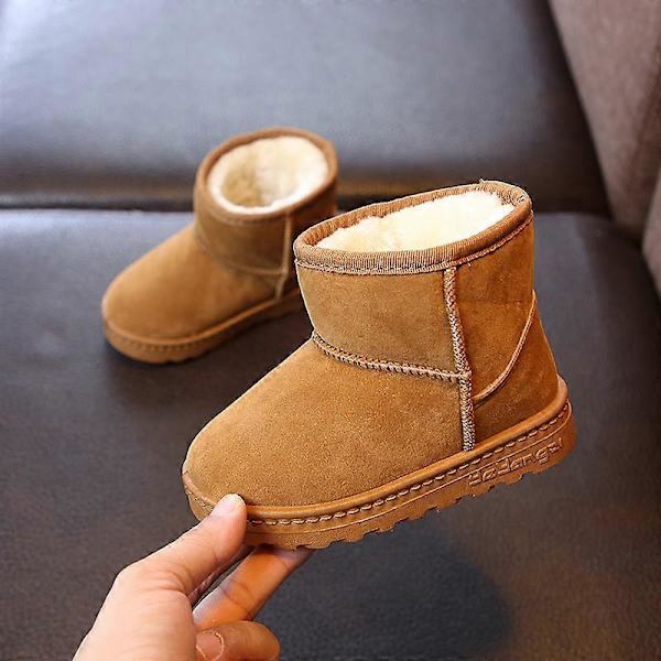 Muodissa Lasten Vapaa-ajan Kengät Vauvoille Pojille Tytöille Lumi Lämmintä Saappaat Juoksukengät Merkki Urheilu Valkoiset Kengät Lapsi fleece Lenkkarit Brown 32(19.5cm)