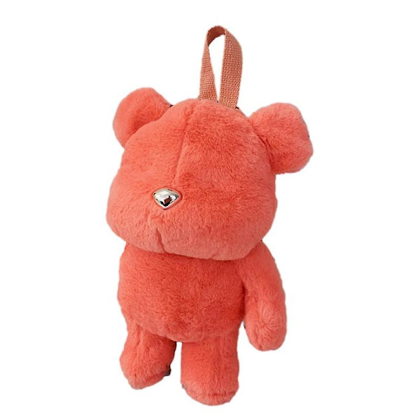 Sød Plys Bamse Rygsæk Til Børn Og Studerende - Personlig Mode Rygsæk Dukke Taske orange pink
