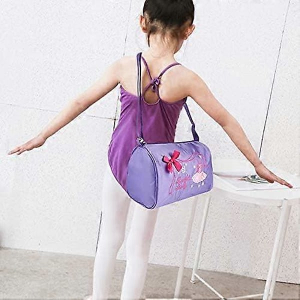 Ballettveske for barn, jentes danseveske med brodert tote, justerbar stropp og enkel glidelås for ballett, dans, basketball
