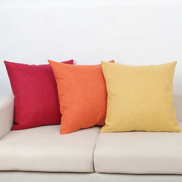 Putevar i lin-look for hjemmet, dekorative, til sofa, soverom, bil, med glidelås Orange 50*50cm