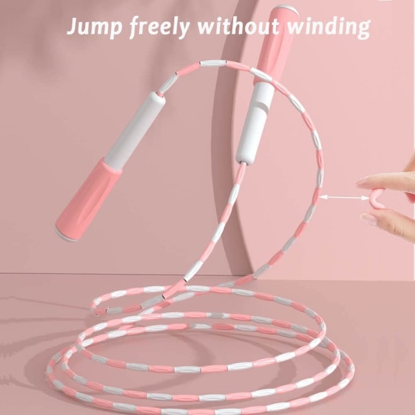 Blød Perle Springtov, Justerbar Tangle-Free Segmenteret Fitness Springtov til Mænd, Kvinder, Studerende (9 Fod, 280 cm) Purple