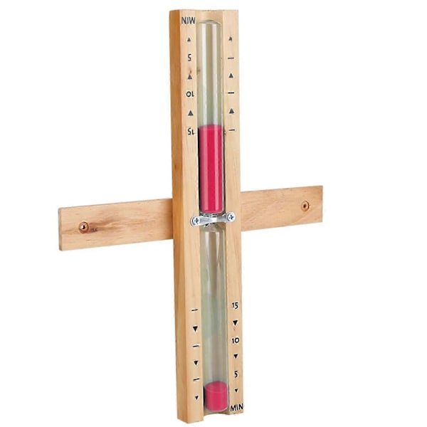 Sauna Timer 15-Minutters Timeglass - Roterbart Sandur i Tre for Infrarød, Damp & Tønnebadstuer, Saunatilbehør Red