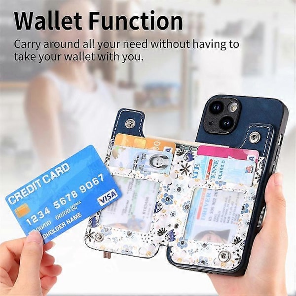 Retro Målad Plånboksfodral med Dragkedja för iPhone 15