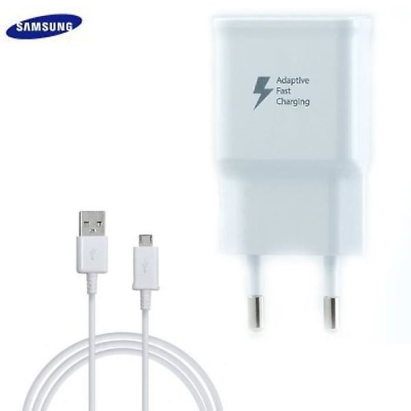 Samsung Galaxy S6 Charger Fast Charge Afc 2a Hvit + 1,5 M Usb-micro Usb-kabel