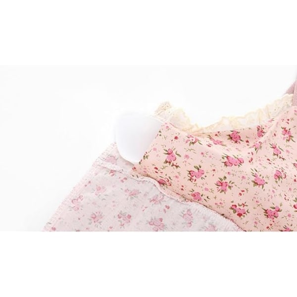 Dam pyjamas set, dam korta pyjamas sexiga andningsbara tvådelade nattkläder söta rosa blommiga pyjamas set spets camisole topp pyjamas byxor loungewear L