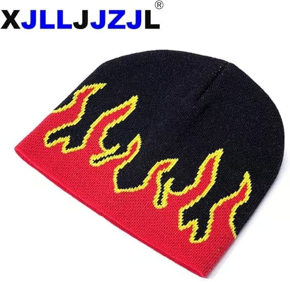 Eld-mössa (1-pack) pösig stickad rock punk skidmössa beanie
