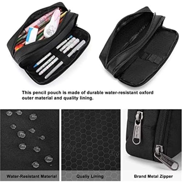 Pennal for elever jenter gutter stor kapasitet voksen penn maker pennal kontor arrangør enkel holdbar multifunksjonell Balck