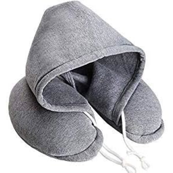 Soft Comfortable Hooded Neck Travel Pillow U Shape Airplane Neck Support Cushion with Hoodie