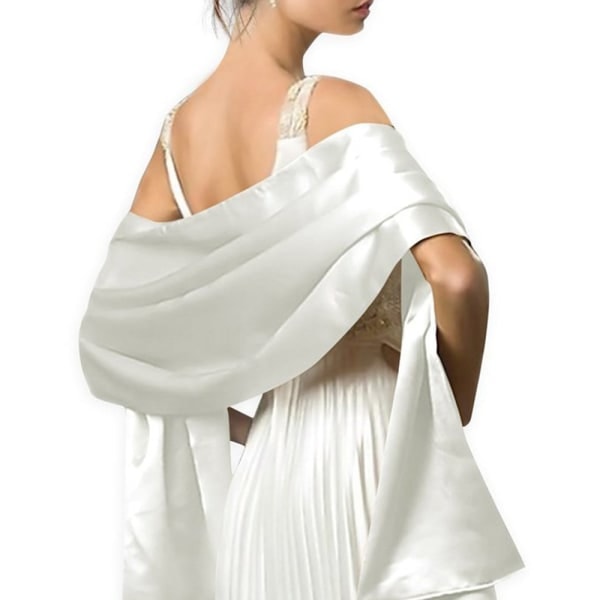 Silke satin brude sjal stola skjerf bryllup brudepike sjal white