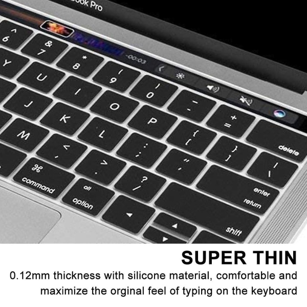 Ultratunt tangentbordsskydd kompatibelt med Macbook Pro med Touch Bar 13/15 tum (a1706 / A1707) Skin-us-layout Black