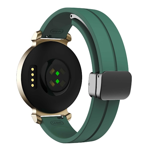 Silikonarmband för Garmin Lily 2 med Magnetisk Vikbar Spänne Pine Needle Green Black Buckle