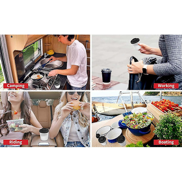 WARE Små Salt- og Peberbøsser til Rejser, Camping og Take-Away - Låsbare - 40g, Pakke med 2 Små sorte black Medium