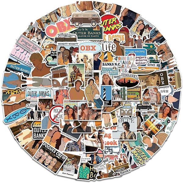 100 stk Outerbanks Obx Pogue Life Vanntette Klistremerker Dekaler For Laptop, Skrapbøker, Vannflasker, Skateboards, John B Jj Klistremerker Gave