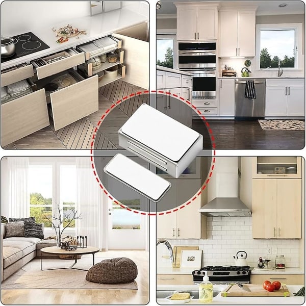 Magneettinen kaapin lukko itseliimautuva Jiayi 4 pakkausta Magneettinen oven pidike Vahva kaapin oven magneettilukko Ruostumaton teräs Magneettinen salpa keittiöön