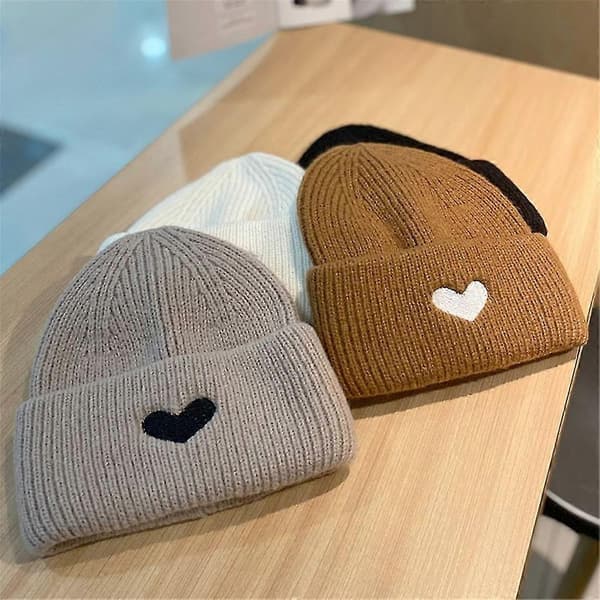 Mössa för skidåkning Par Mössa Skullmössa Stickad Mössa med Uppvik Skullies Mössa Brown