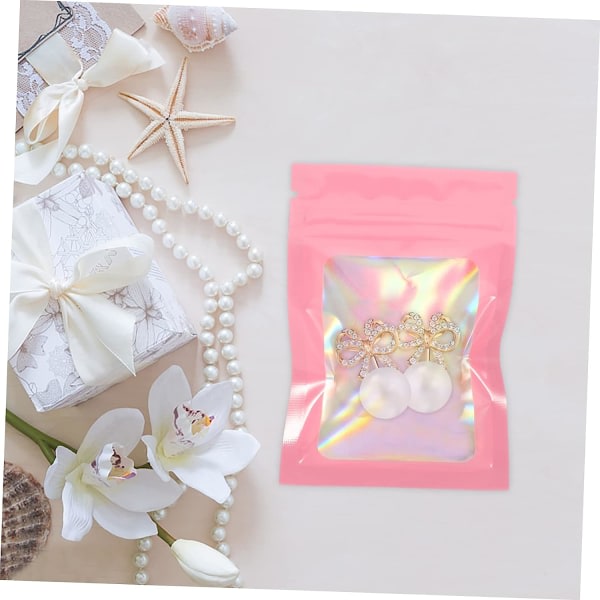 100 stk. Pilleopbevaringspose Gennemsigtige emballageposer Mini Beads Small Bag Organizer Forseglelig Mini Pink pink