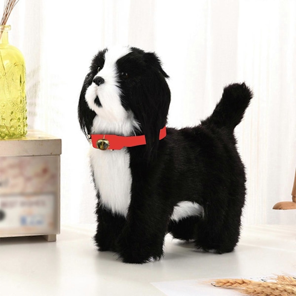 Robot Hund Leksaker Interaktiv Elektronisk Plysch Valp Ljudkontroll Teddy Gå Skäll Med Musik Beröringskontroll Robotdjur Black