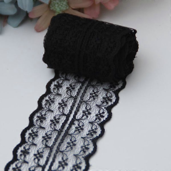 10m Spetsband Rulle 4.5cm Bred Oelastisk Färgrik Spets DIY Broderi Dekoration för Sömnad Sky Blue