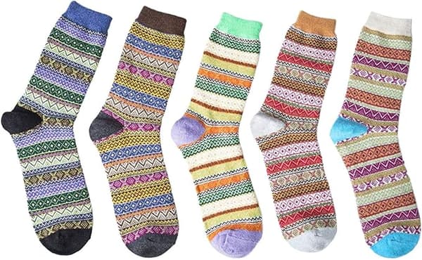 5-pack Varmstrumpor för Kvinnor, Vinter, Termisk Stickad, Flerfärgad