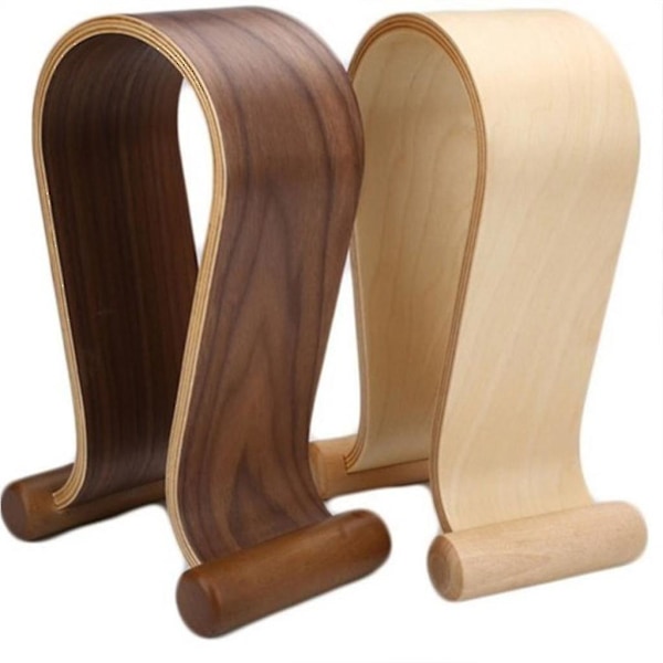 Træ Headset Holder Høretelefon Stativ Hængende Valnød Farve Birk Træ Walnut