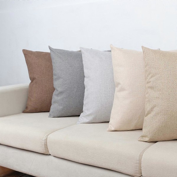 Putevar i lin-look for hjemmet, dekorative, til sofa, soverom, bil, med glidelås Khaki 45*45cm