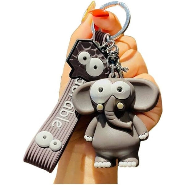 Söt galen nyckelring elefant giraff lejon nyckelring djur nyckelring hållare klämma present till kvinnor flickor