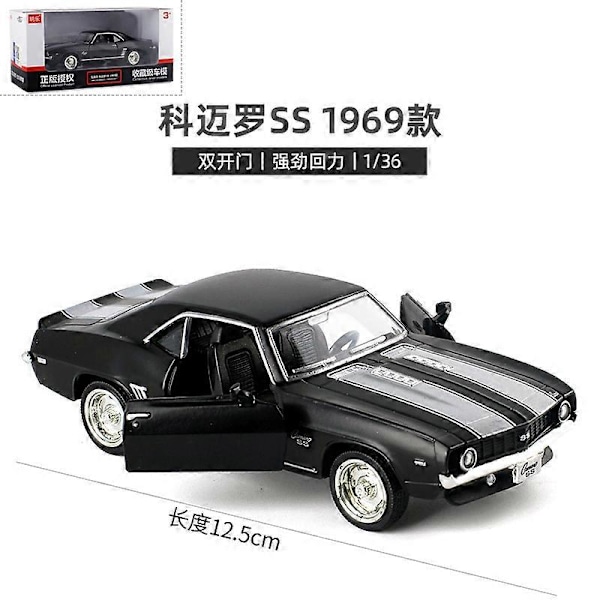 1:36 Mittakaavan Valmistettu Auton Malli, Luvanvaraiset Mallit, Tumman Musta Sarja, Hieno Laatu, Keräilyyn Sopiva, Pieni Auto, 12,5 cm, Tasku Leikki, Pojille 026M-Camero 1969