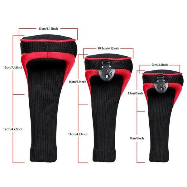 8X Golfklubbs Huvudskydd Set Lång Hals Driver Fairway Woods Huvudskydd red