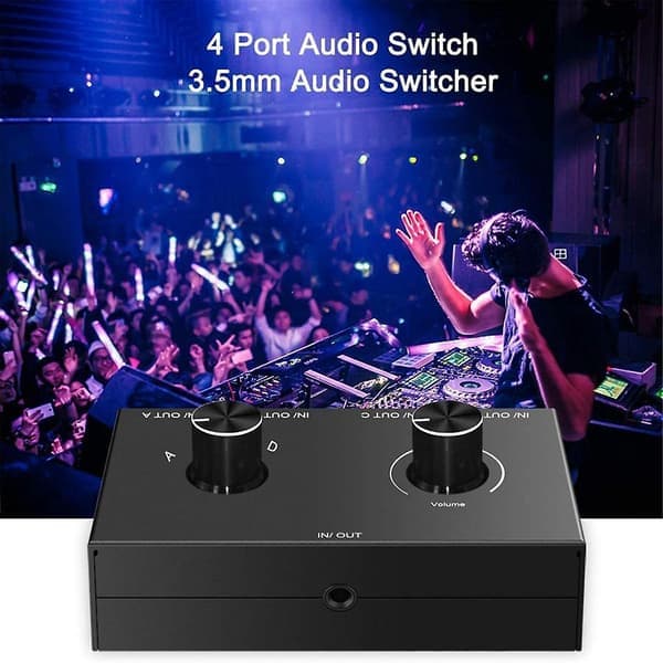 4-vejs 3,5 mm Jack Audio Switcher Stereo Tovejs Audio Switch Splitter Boks 4 ind 1 ud Hovedtelefon