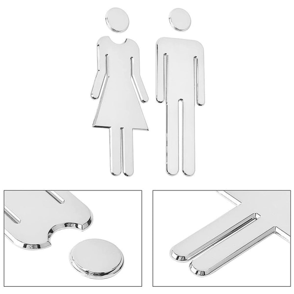 Toalett WC-skylt i 3D för damer och herrar, badrumstoalett, dörrdekal, guld, one size