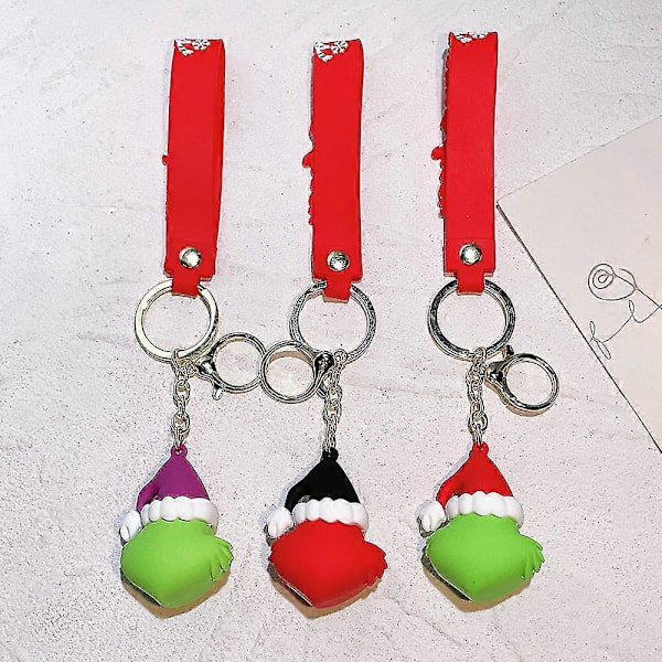 Joulupukki Grinch -avaimenperä lapsille, söpö Grinchmas-avaimenperä riipus Black Hat