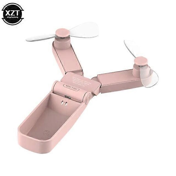 Elektriske Håndholdte Vifter Mini Håndholdt Dobbelthodet Elektrisk Vifte USB Oppladbar Justerbar Bærbar Sammenleggbar Søt Mini Sammenleggbar Vifte for Reise Pink